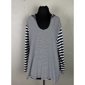 Willowbay Women’s Navy/White Stripe Long Sleeve Hoodie Size 3X 22W/24W